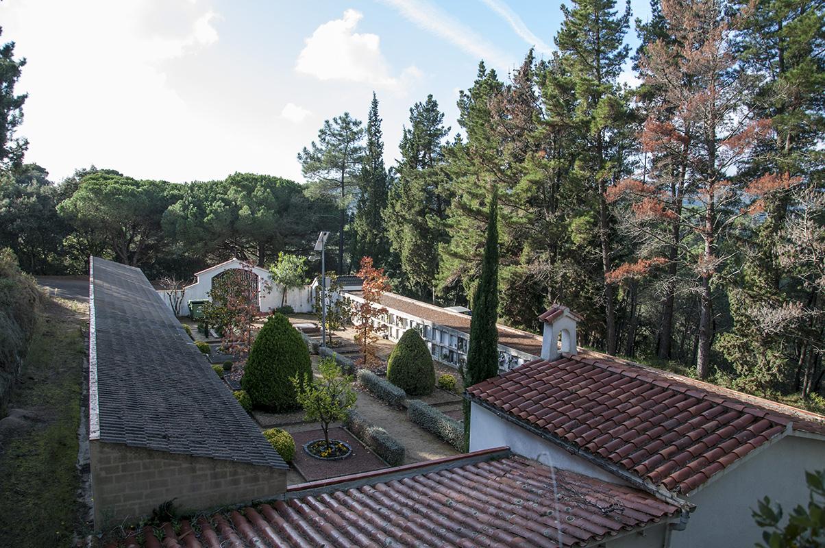 Vista general orientada al sud del cementiri de Sant Cebrià de Vallalta.